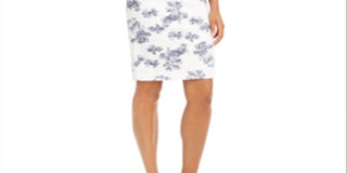 INC International Concepts Women's Printed Denim Dress White Size 16