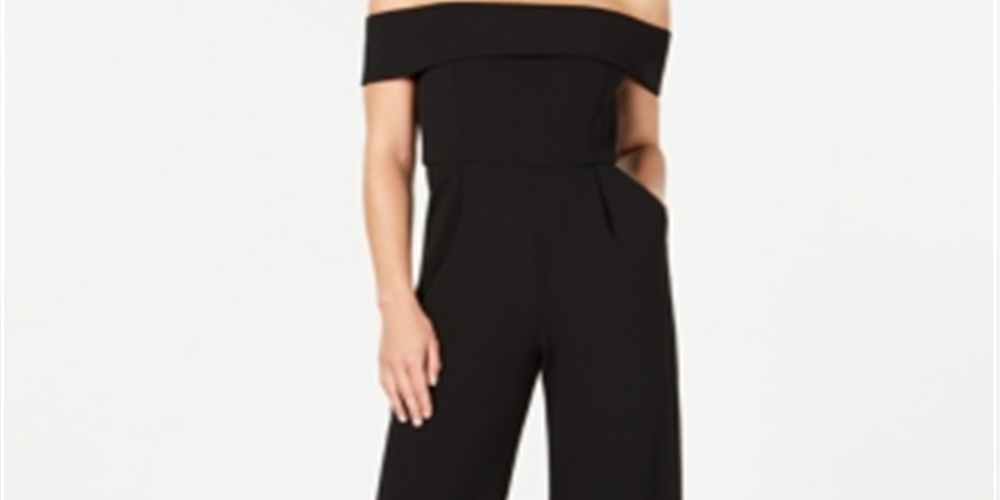 Calvin Klein Women's Off the Shoulder Jumpsuit Black Size 12