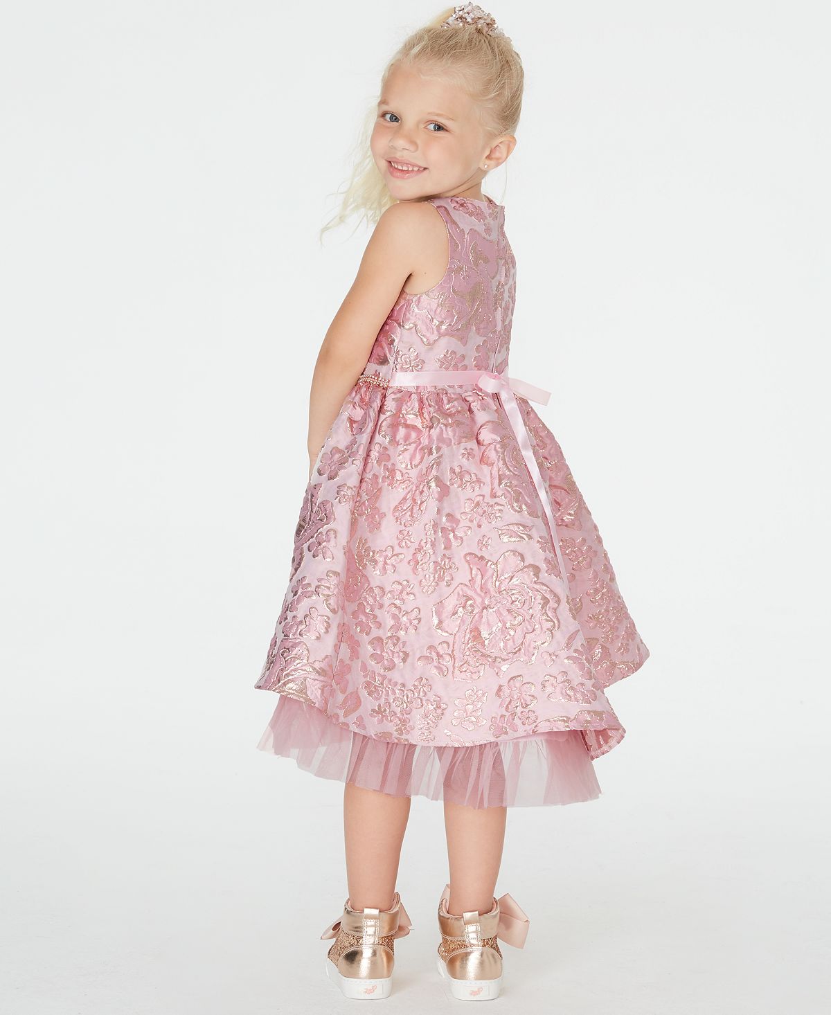 Rare Editions Little Girl's Brocade Fit & Flare Dress Pink Size 5