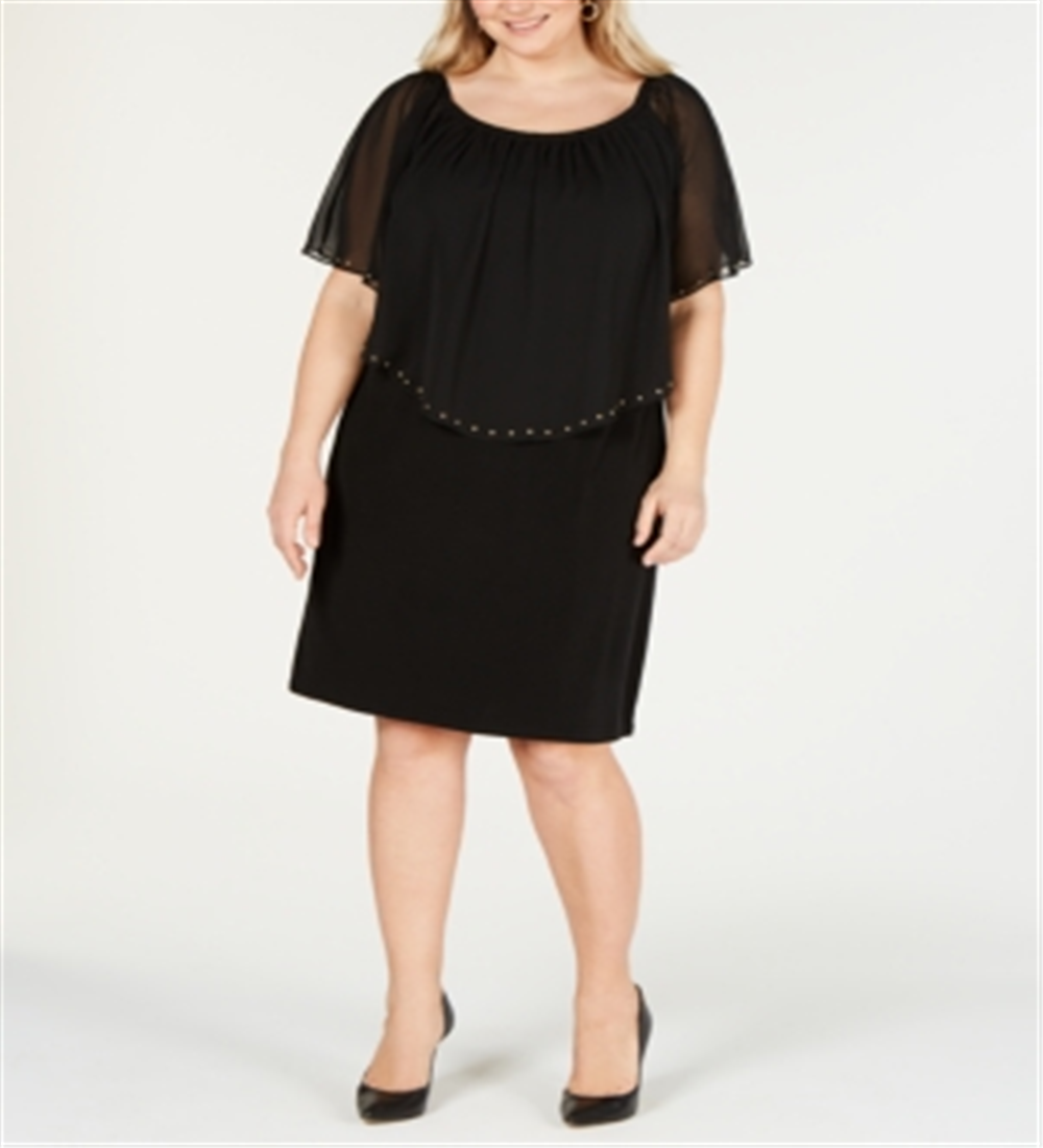 JM Collection Women's Plus Convertible Sheath Dress Black Size 2X