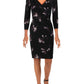 Ralph Lauren Women's Andee Misty Gathered Floral Print Midi Dress Black Size 12