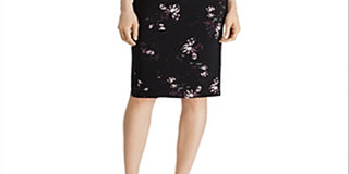 Ralph Lauren Women's Andee Misty Gathered Floral Print Midi Dress Black Size 12