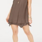 Style & Co Women's Embroidered Lace Handkerchief Hem Sleeveless Shift Dress Brown Size Small