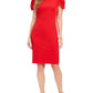 Vince Camuto Women's Pleat Cap Sleeve Sheath Dress Red Size 2