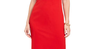 Vince Camuto Women's Pleat Cap Sleeve Sheath Dress Red Size 2