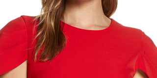 Vince Camuto Women's Pleat Cap Sleeve Sheath Dress Red Size 2