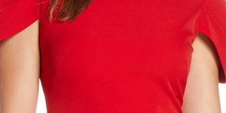 Vince Camuto Women's Pleat Cap Sleeve Sheath Dress Red Size 2