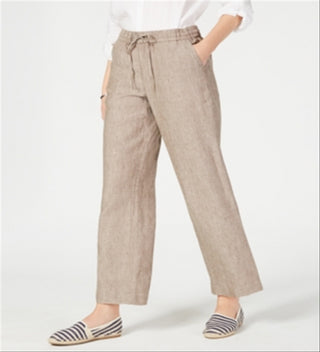 Charter Club Women's Linen Drawstring Waist Pants Brown Size XX-Large
