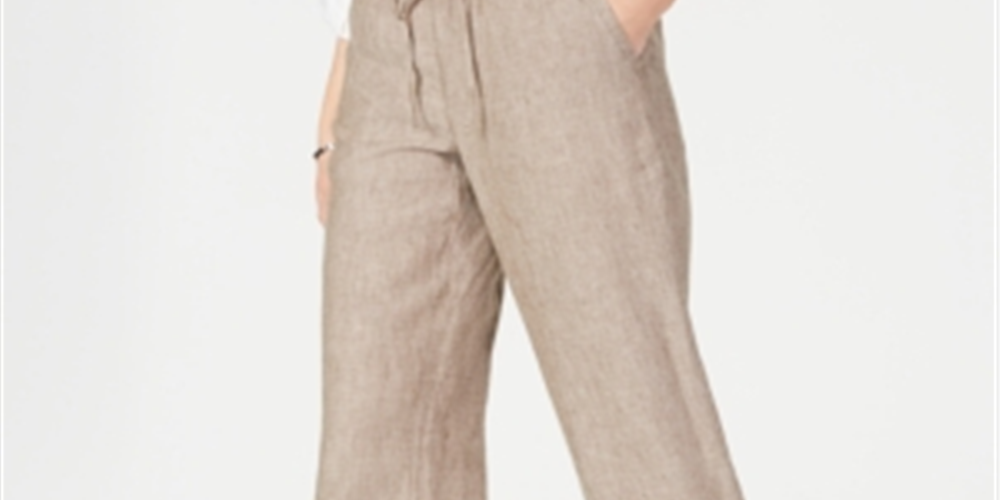 Charter Club Women's Linen Drawstring Waist Pants Brown Size XX-Large
