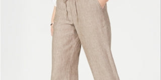Charter Club Women's Linen Drawstring Waist Pants Brown Size XX-Large