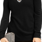 INC International Concepts Women's  Embellished Keyhole Sweater Black Size Petite S