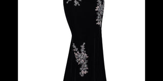Xscape Women's Velvet Floral Embroidered Gown Black Size 10