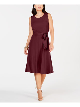 Charter Club Women's Tie Waist Midi Dress Red Size Large