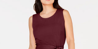 Charter Club Women's Tie Waist Midi Dress Red Size Large