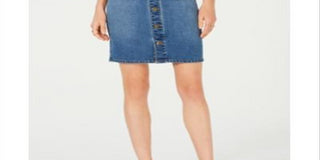 Style & Co Women's Button Front Denim Skirt Blue Size 14