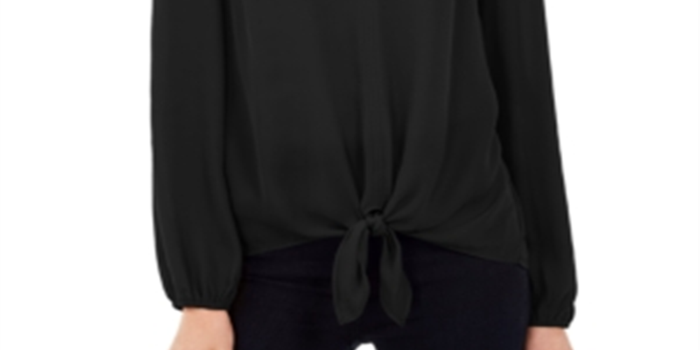 INC International Concepts Women's Tie Hem Top Black Size  Petite S