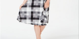 Charter Club Women's Plaid Midi Dress Black Size Large