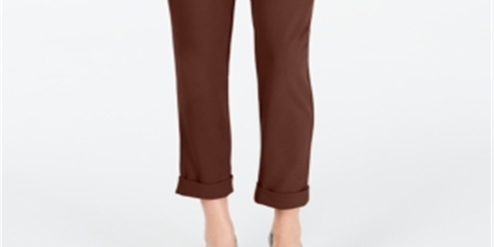 INC International Concepts Women's Paperbag Tapered Leg Pants Brown Size 14
