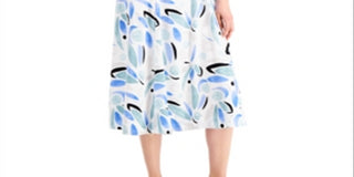 Alfani Women's Printed Fit & Flare Dress Blue Size Petite 2