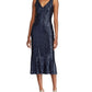 Ralph Lauren Women's Bezzie Sequined Flounce Midi Dress Blue Size 12