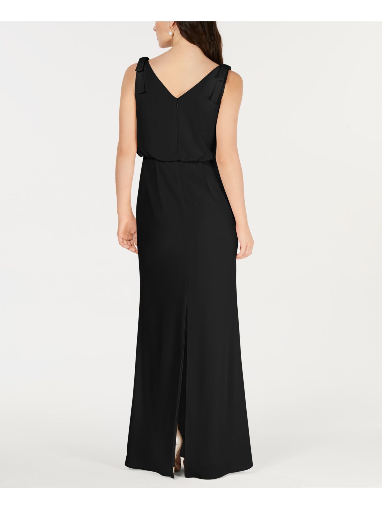 Adrianna Papell Women's Sleeveless Boat Neck Full Length Evening Sheath Dress Black Size 18