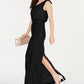 Adrianna Papell Women's Sleeveless Boat Neck Full Length Evening Sheath Dress Black Size 18