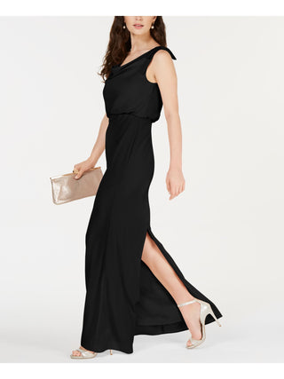 Adrianna Papell Women's Sleeveless Boat Neck Full Length Evening Sheath Dress Black Size 18