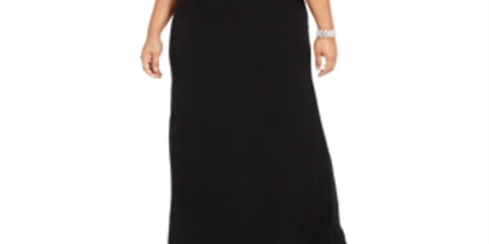 Adrianna Papell Women's Sleeveless Boat Neck Full Length Evening Sheath Dress Black Size 18