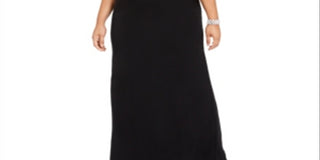 Adrianna Papell Women's Sleeveless Boat Neck Full Length Evening Sheath Dress Black Size 18