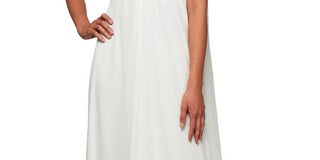 Alex Evenings Women's Pleated One Shoulder Evening Dress White Size 10