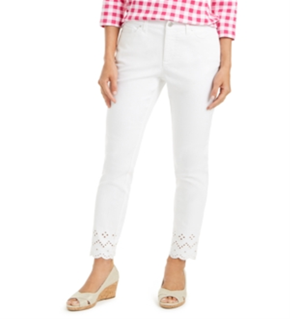 Charter Club Women's Eyelet Ankle Jeans Black Size 14