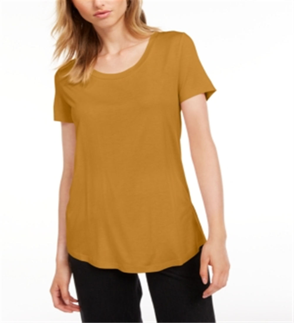 Maison Jules Women's Scoop Neck T-Shirt Yellow Size X-Large