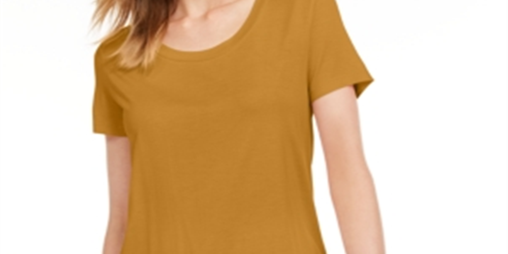 Maison Jules Women's Scoop Neck T-Shirt Yellow Size X-Large