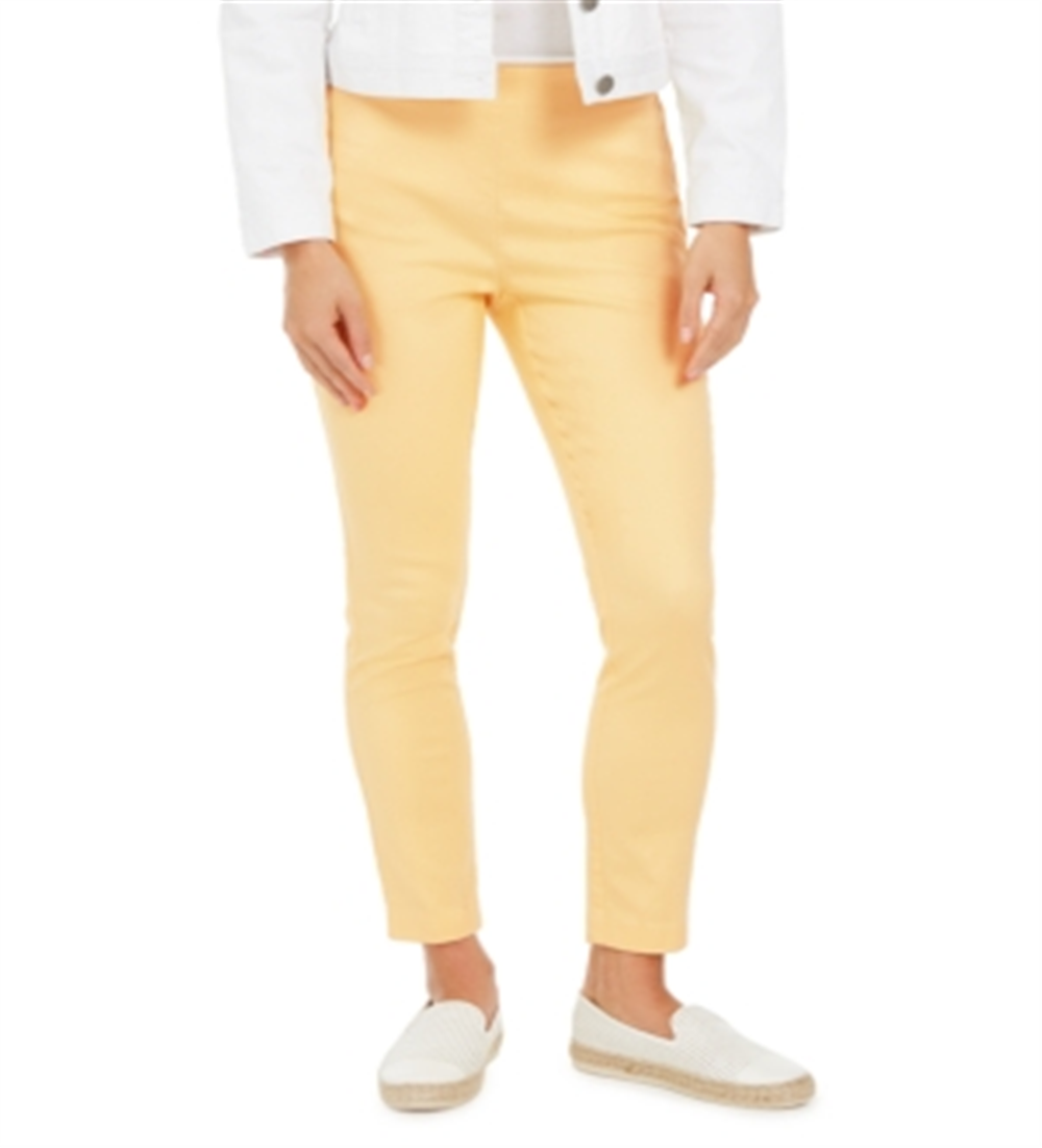Charter Club Women's Chelsea Twill Tummy Control Cropped Pants Yellow Size 6