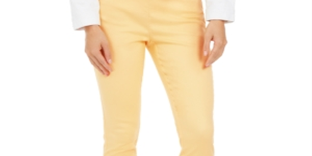 Charter Club Women's Chelsea Twill Tummy Control Cropped Pants Yellow Size 6