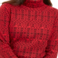Karen Scott Women's Fair Isle Printed Turtleneck Top Red Size X-Small