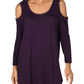 JM Collection Women's Plus Cold Shoulder 3/4 Sleeves Tunic Top Purple Size Large