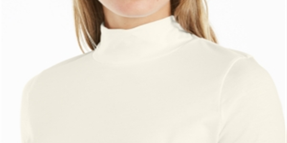 Charter Club Women's Supima Cotton Mock Neck Top White Size Medium