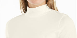 Charter Club Women's Supima Cotton Mock Neck Top White Size Medium