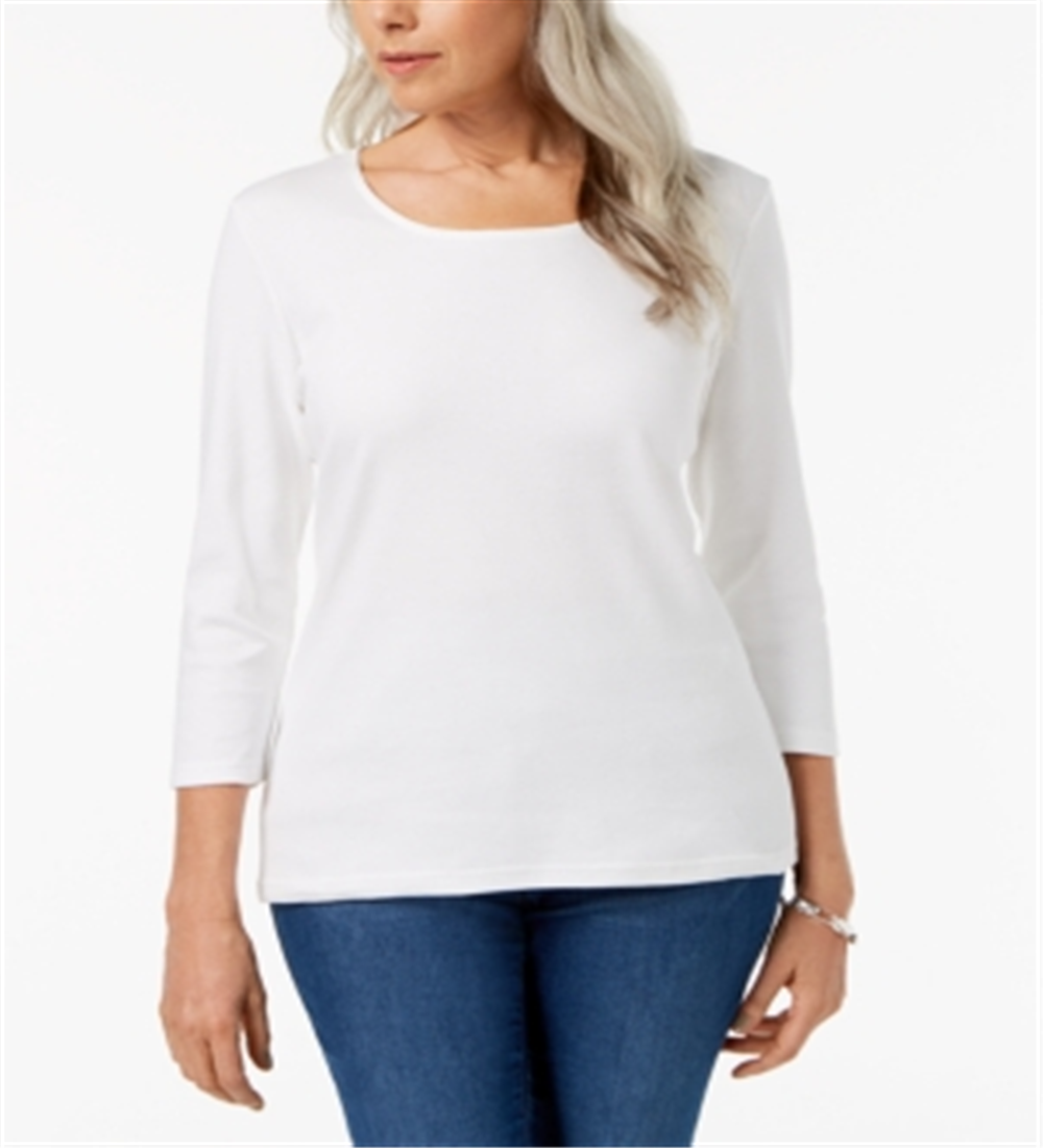Karen Scott Women's Scoop Neck Top White Size XX-Large