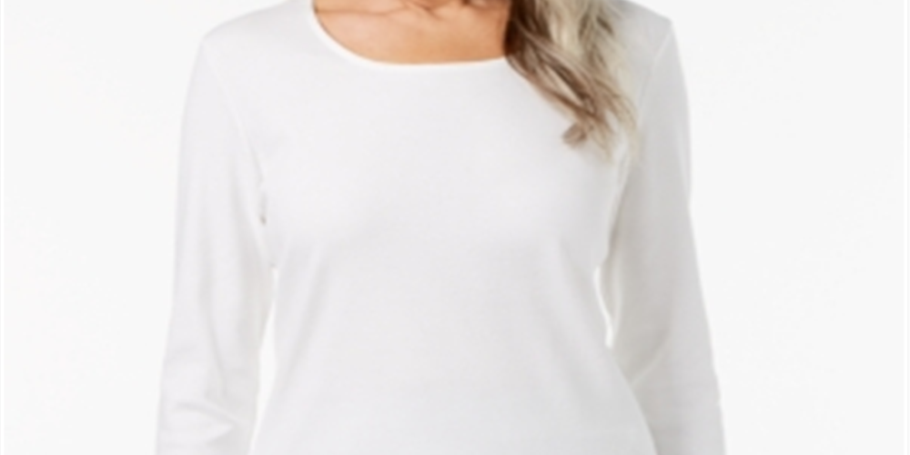 Karen Scott Women's Scoop Neck Top White Size XX-Large