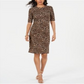 Vince Camuto Women's Short Sleeve Above the Knee Dress Brown Size 10