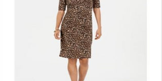 Vince Camuto Women's Short Sleeve Above the Knee Dress Brown Size 10