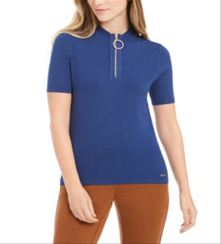 Calvin Klein Women's Mock Neck Top Blue Size X-Small