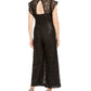 Donna Women's Ricco New York Lace Floral Short Sleeve Illusion Neckline Capri Jumpsuit Black Size 6