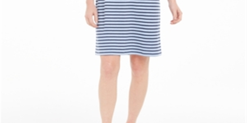 Karen Scott Women's Striped Shift Dress  Blue Size Medium