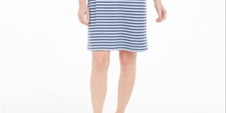 Karen Scott Women's Striped Shift Dress  Blue Size Medium
