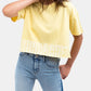 Jordache Women's Kimberly Cotton Cropped Logo T-Shirt Yellow  Size M