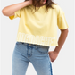 Jordache Women's Kimberly Cotton Cropped Logo T-Shirt Yellow  Size M