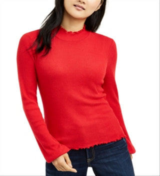 American Rag  Junior's Ribbed Mock Neck Pullover Top Red Size X-Large